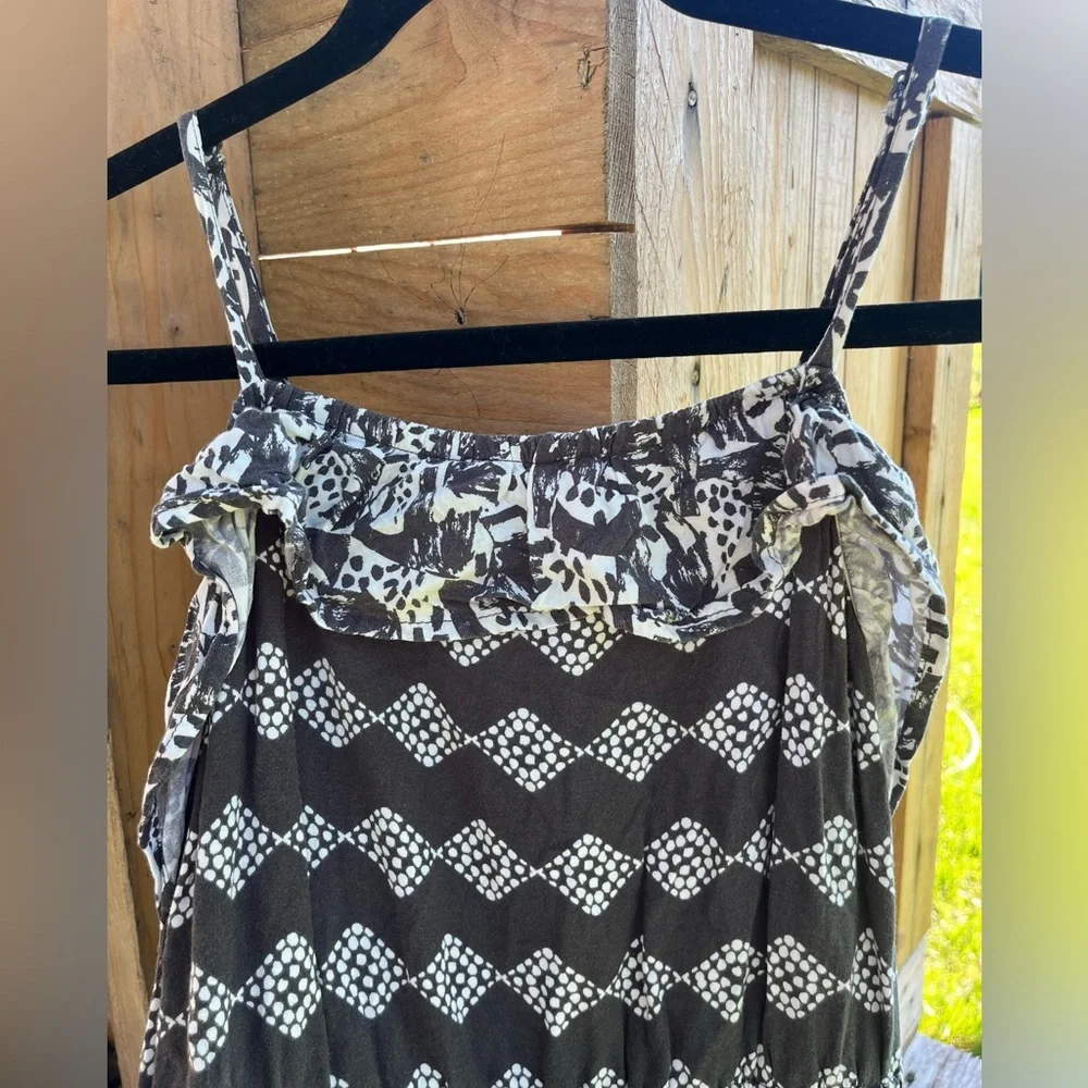 Cat & Jack Girls’ Sz 12 Black & White Printed Boho Maxi Dress with Gold Trim